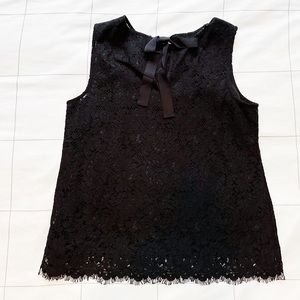 Banana Republic Black Lace Sleeveless Top with Cute Ribbon Tie